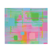 Plush Fleece Blanket — Pastel Abstract Grid Cozy Throw