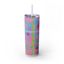 Skinny Tumbler with Straw *Plaid Party*