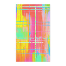 Colorful Abstract Plaid Tea Towel — Bright Neon Kitchen Dish Towel