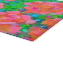 Glass Cutting Board - Vibrant Floral Watercolor Pattern