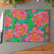 Glass Cutting Board - Vibrant Floral Watercolor Pattern