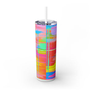 Skinny Tumbler with Straw *Punk Plaid*