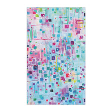 Abstract Pastel Squares Cotton Tea Towel — Colorful Geometric Kitchen Towel
