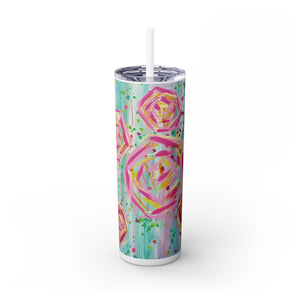 Skinny Tumbler with Straw *Dreaming Blooms*