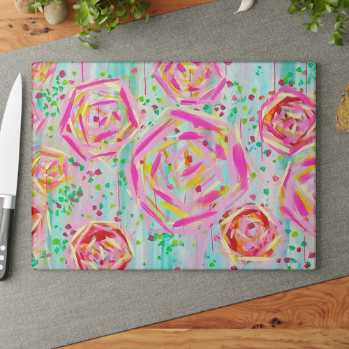 Glass Cutting Board *Dreaming Blooms*