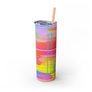 Skinny Tumbler with Straw *Punk Plaid*