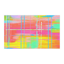 Colorful Abstract Plaid Tea Towel — Bright Neon Kitchen Dish Towel