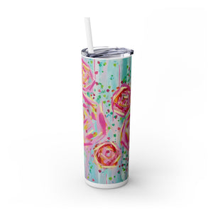 Skinny Tumbler with Straw *Dreaming Blooms*