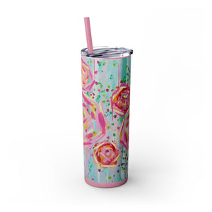 Skinny Tumbler with Straw *Dreaming Blooms*