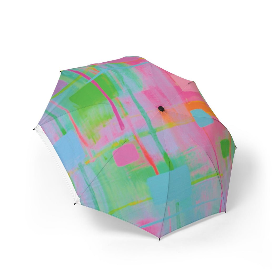 Abstract Pastel Rainfold Umbrella — Foldable Semi-Automatic Travel Umbrella