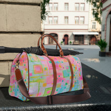 Colorful Geometric Waterproof Travel Bag – Pastel Neon Weekend Duffel