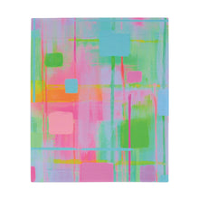 Plush Fleece Blanket — Pastel Abstract Grid Cozy Throw