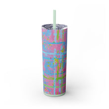 Skinny Tumbler with Straw *Plaid Party*