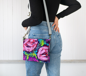 *Night Blooms* Vegan Leather Crossbody Purse